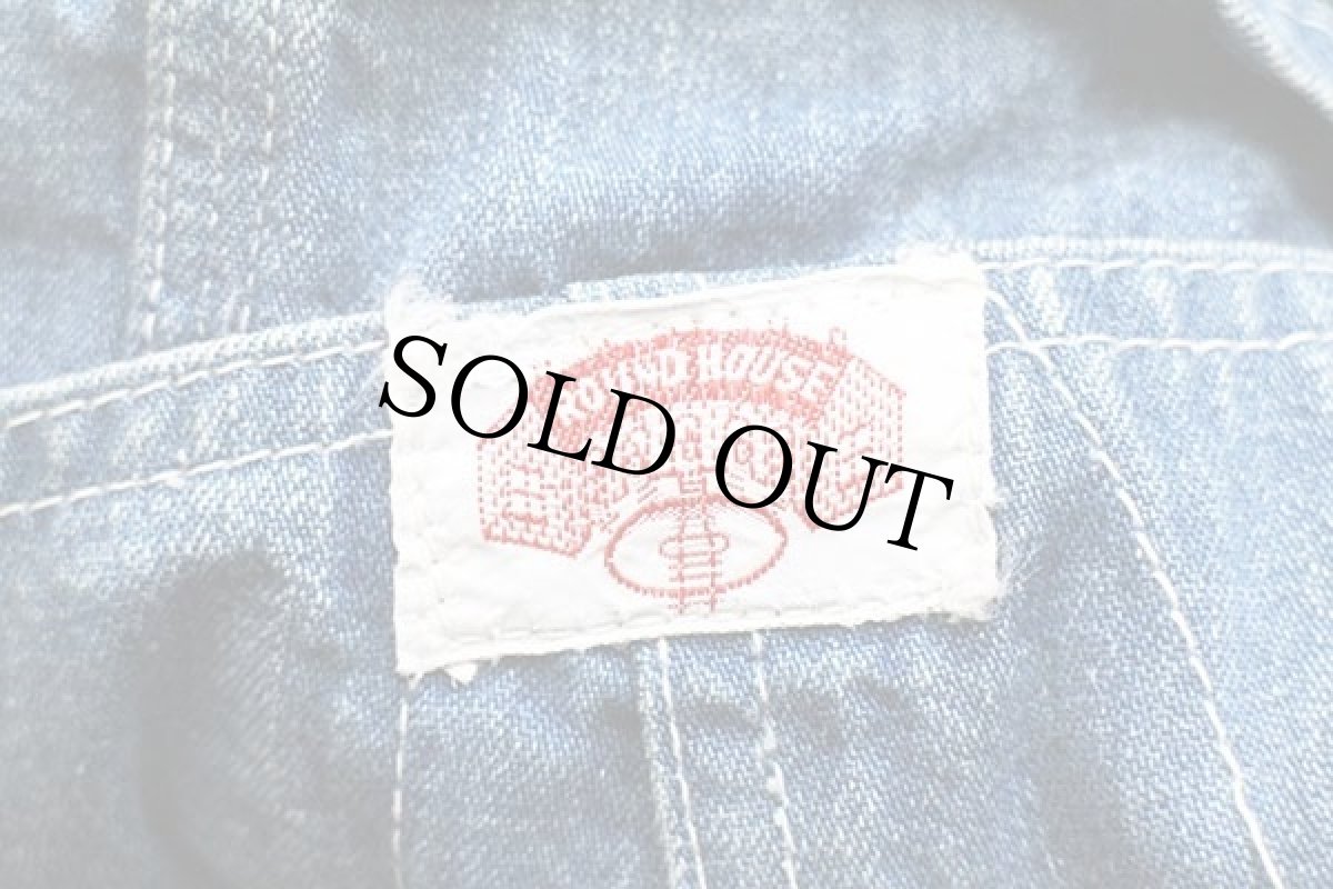 画像4: 60s ROUND HOUSEラウンドハウス カットオフ インディゴ デニム オーバーオール w42 (4)