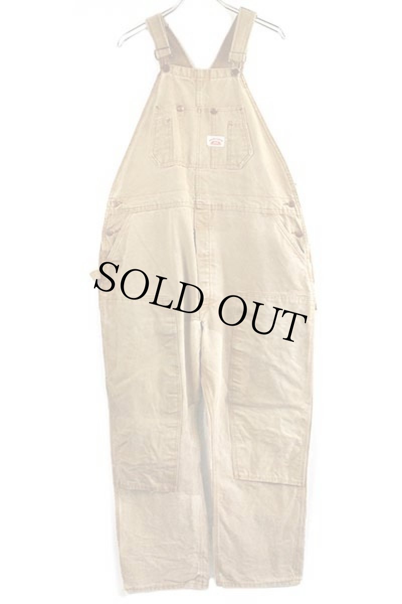 画像2: USA製 ROUND HOUSEラウンドハウス ダック地 ダブルニー オーバーオール 茶 フェード W46 L32 (2)