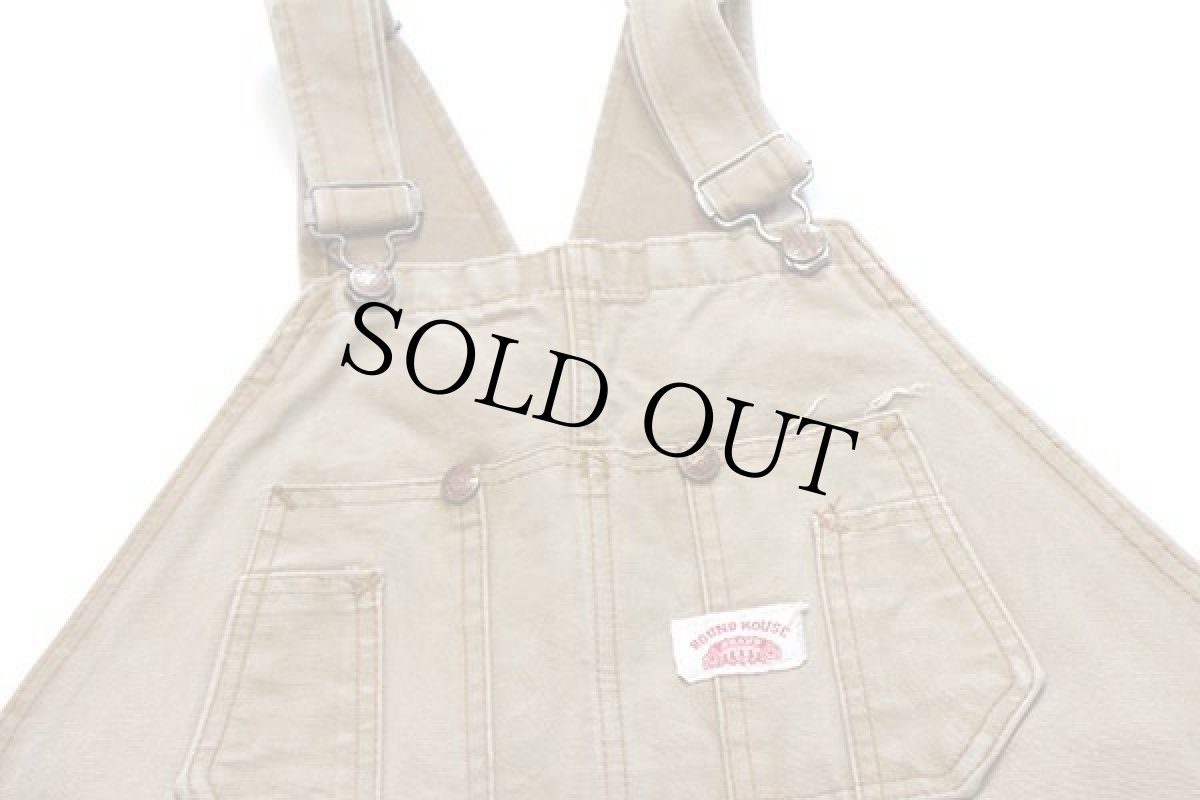 画像5: USA製 ROUND HOUSEラウンドハウス ダック地 ダブルニー オーバーオール 茶 フェード W46 L32 (5)