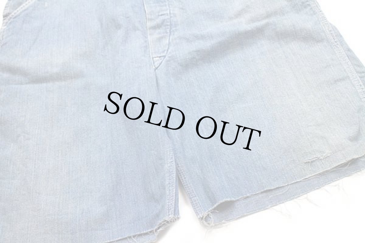 画像7: 60s ROUND HOUSEラウンドハウス カットオフ インディゴ デニム オーバーオール w42 (7)