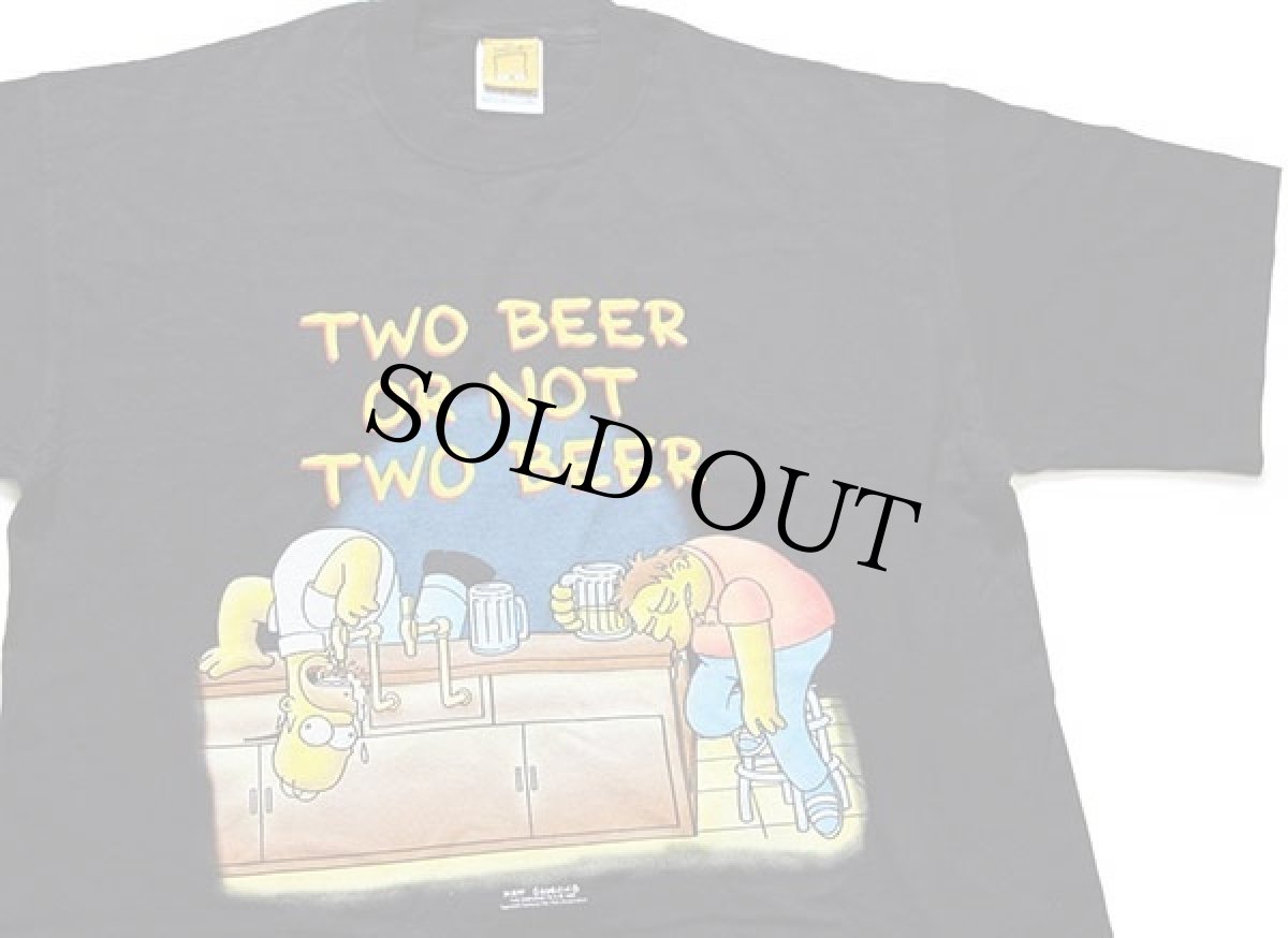 画像1: 90s The Simpsons シンプソンズ ホーマー TWO BEER OR NOT TWO BEER コットンTシャツ 黒 L (1)