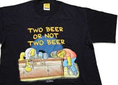 画像1: 90s The Simpsons シンプソンズ ホーマー TWO BEER OR NOT TWO BEER コットンTシャツ 黒 L (1)