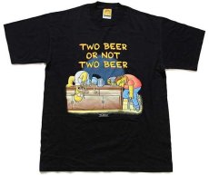 画像2: 90s The Simpsons シンプソンズ ホーマー TWO BEER OR NOT TWO BEER コットンTシャツ 黒 L (2)