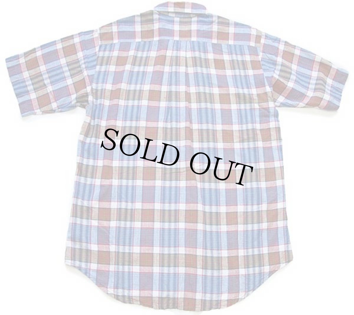 画像2: 70s BAY STREET SHIRT SOCIETY マドラスチェック ボタンダウン 半袖 コットンシャツ L★インド綿 (2)