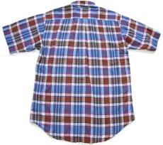 画像2: 70s BAY STREET SHIRT SOCIETY マドラスチェック ボタンダウン 半袖 コットンシャツ L★インド綿 (2)