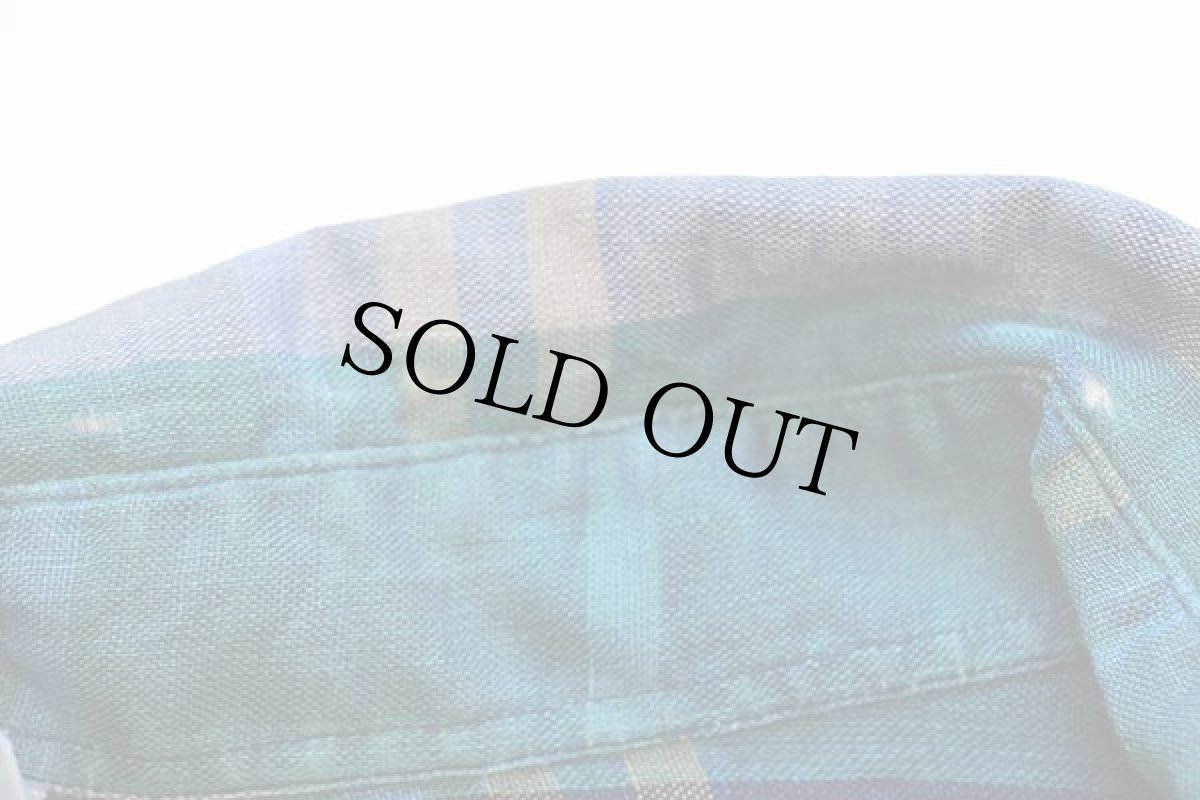 画像6: アイルランド製 Stephens Brothers チェック 半袖 リネンシャツ L (6)