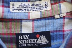 画像4: 70s BAY STREET SHIRT SOCIETY マドラスチェック ボタンダウン 半袖 コットンシャツ L★インド綿 (4)