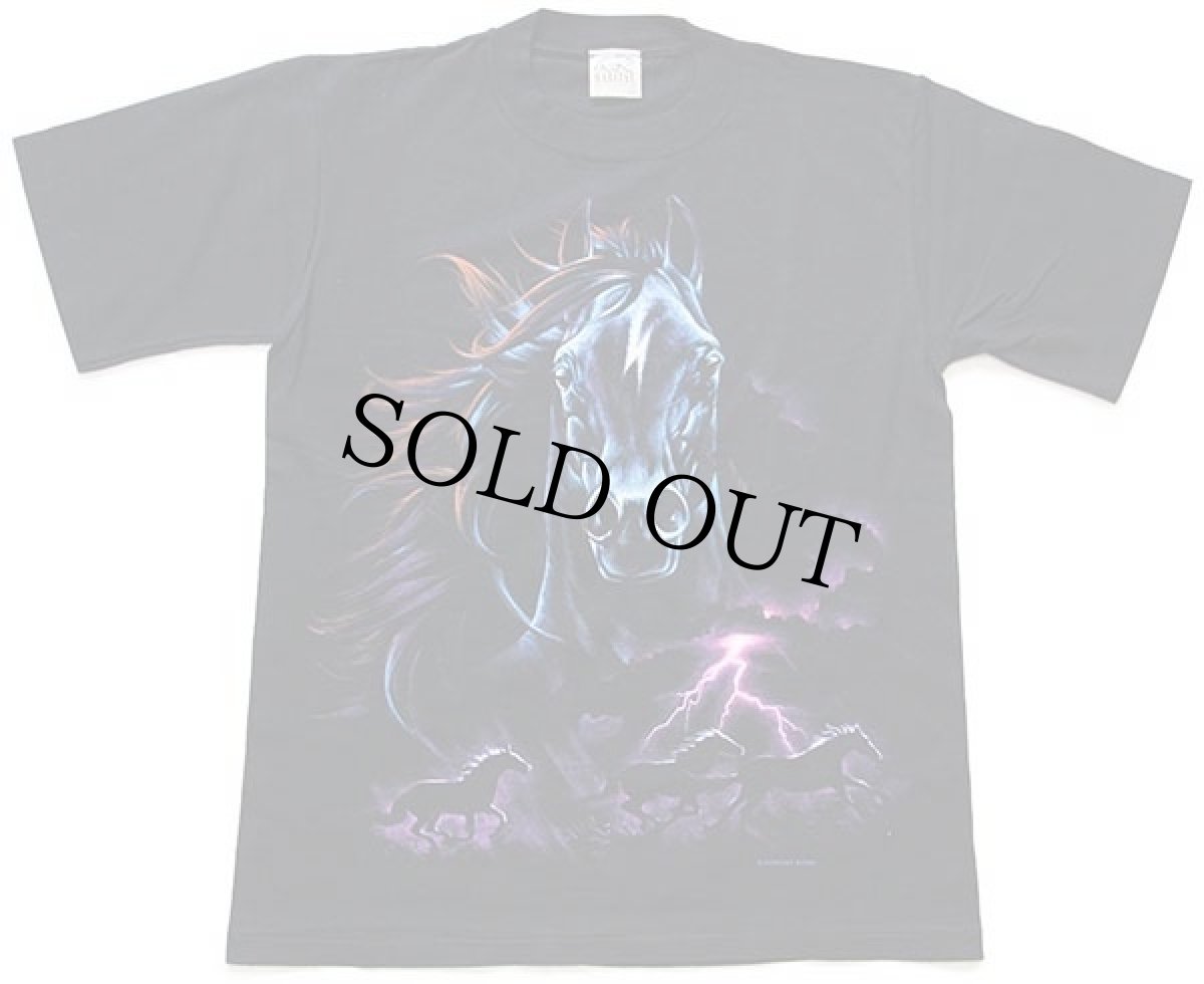 画像2: 90s HABITAT ホース サンダー アート Tシャツ 黒 M (2)