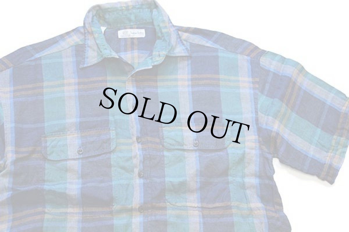 画像3: アイルランド製 Stephens Brothers チェック 半袖 リネンシャツ L (3)