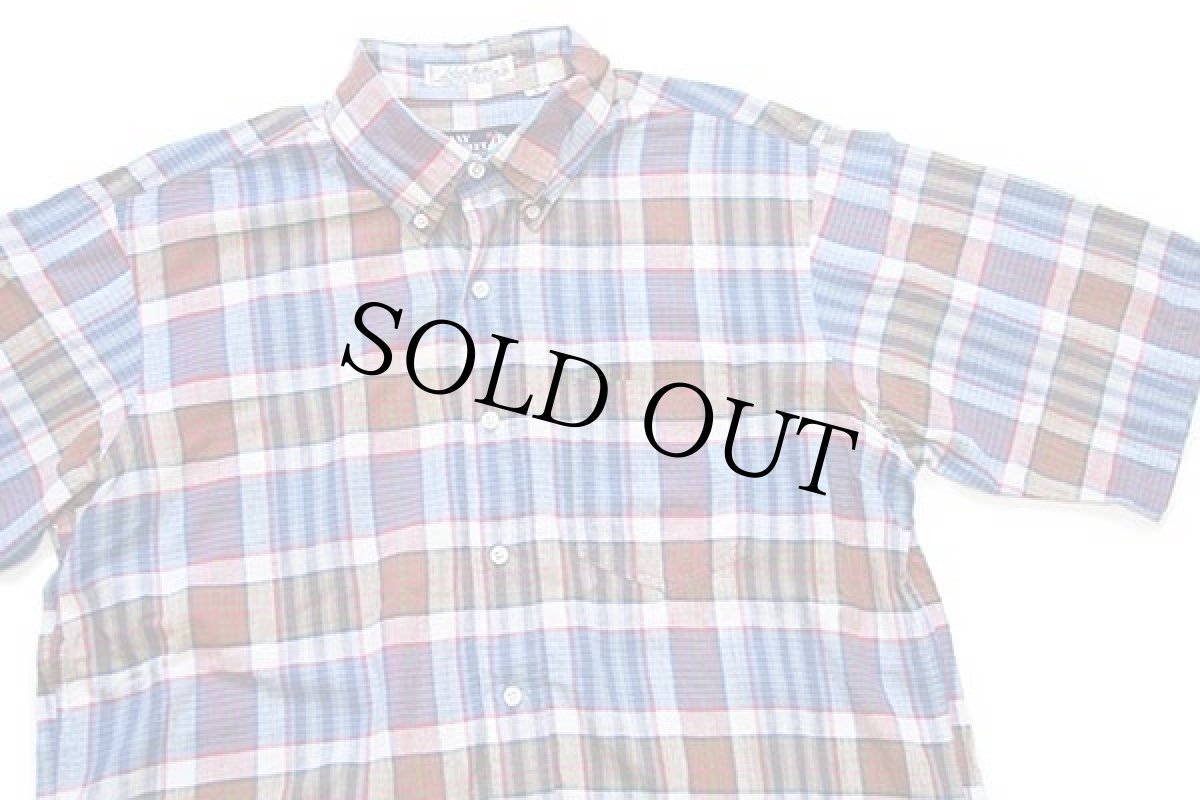 画像3: 70s BAY STREET SHIRT SOCIETY マドラスチェック ボタンダウン 半袖 コットンシャツ L★インド綿 (3)