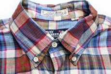 画像5: 70s BAY STREET SHIRT SOCIETY マドラスチェック ボタンダウン 半袖 コットンシャツ L★インド綿 (5)