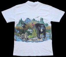 画像3: 90s USA製 HABITAT XCIII アニマル 両面プリント アート コットンTシャツ 白 S (3)