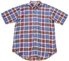 画像1: 70s BAY STREET SHIRT SOCIETY マドラスチェック ボタンダウン 半袖 コットンシャツ L★インド綿 (1)