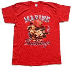 画像2: 80s USA製 U.S.MARINE Bulldogs ブルドッグ マスコット Tシャツ 赤 XL (2)