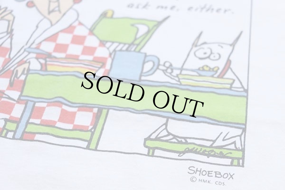 画像5: 90s USA製 SHOEBOX Never ask a lady her age. And don't ask me, either イラスト コットンTシャツ 白 L (5)