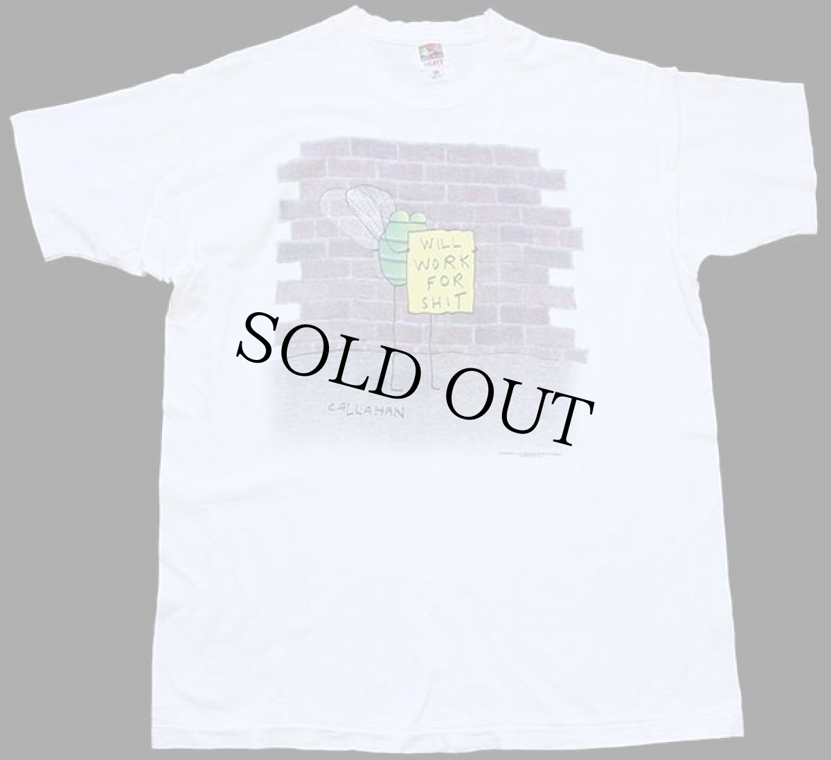 画像2: 90s USA製 WILL WORK FOR SHIT CALLAHA イラスト コットンTシャツ 白 XL (2)