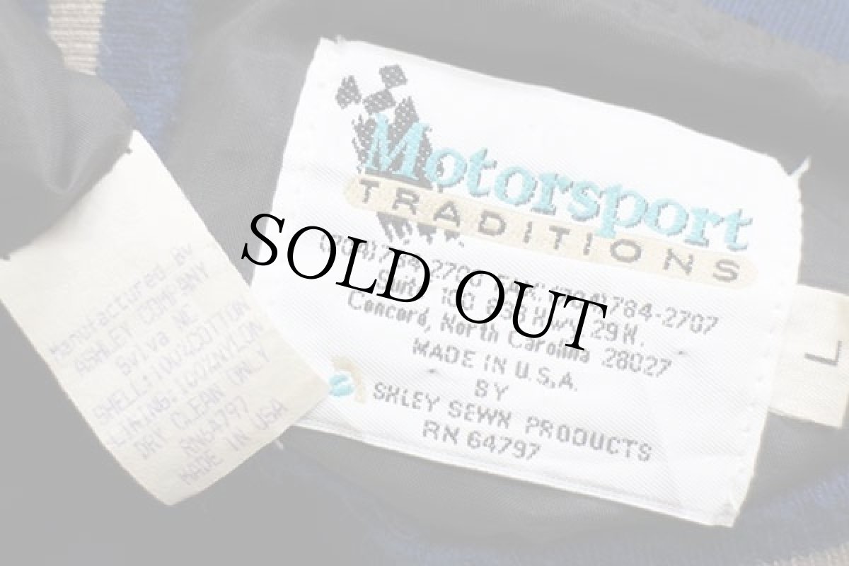 画像4: 90s USA製 Valvoline NASCAR MARK MARTIN チェッカーフラッグ 刺繍 ツートン コットン×ツイルスタジャン L (4)