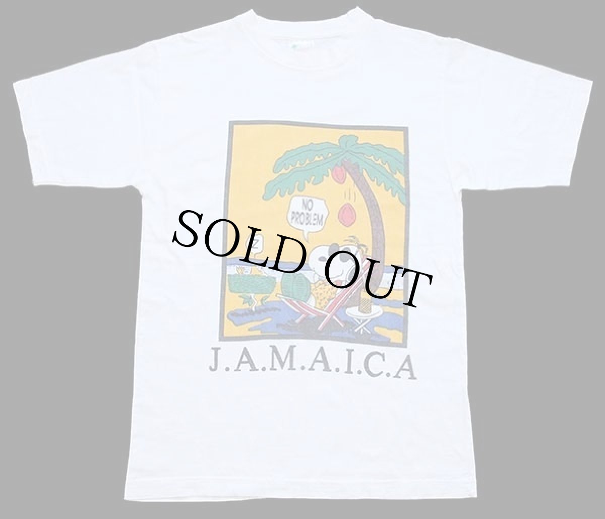 画像2: 00s スヌーピー JAMAICA 染み込みプリント コットンTシャツ 白 S (2)