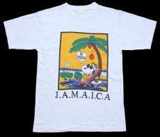 画像2: 00s スヌーピー JAMAICA 染み込みプリント コットンTシャツ 白 S (2)