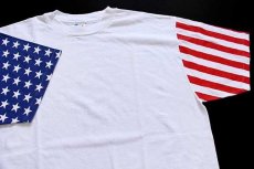 画像2: 90s USA製 星条旗柄 切り替え コットンTシャツ 白 XL (2)