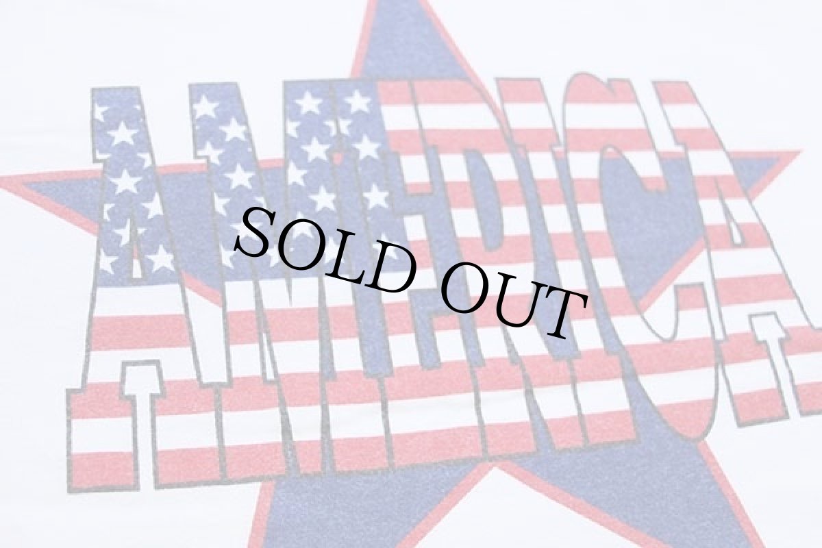 画像5: 00s Hanes AMERICA スター 星条旗柄 コットンTシャツ 白 XXL★特大 (5)