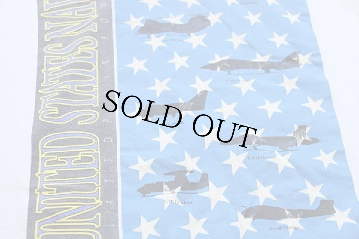 画像5: 90s USA製 UNITED STATES NAVY FLATTOP AIR POWER 戦闘機 ヘリコプター コットンTシャツ 白 XL (5)