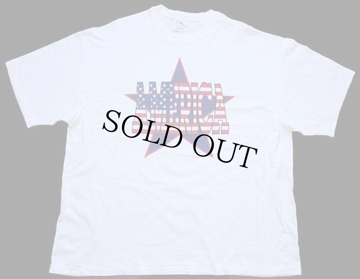 画像2: 00s Hanes AMERICA スター 星条旗柄 コットンTシャツ 白 XXL★特大 (2)
