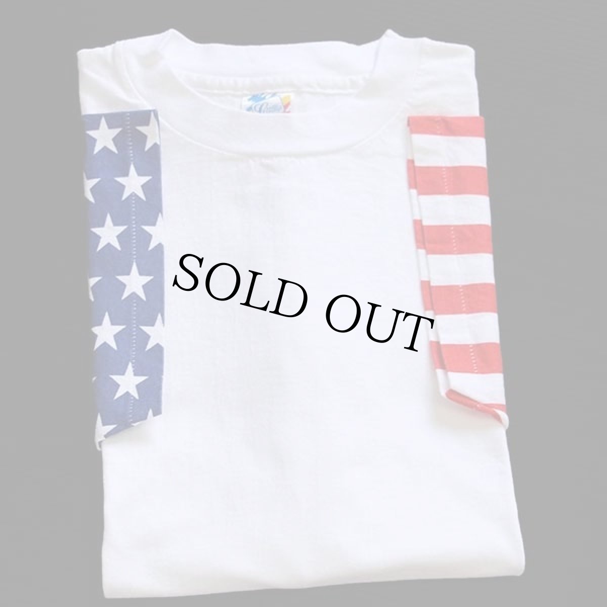 画像1: 90s USA製 星条旗柄 切り替え コットンTシャツ 白 XL (1)