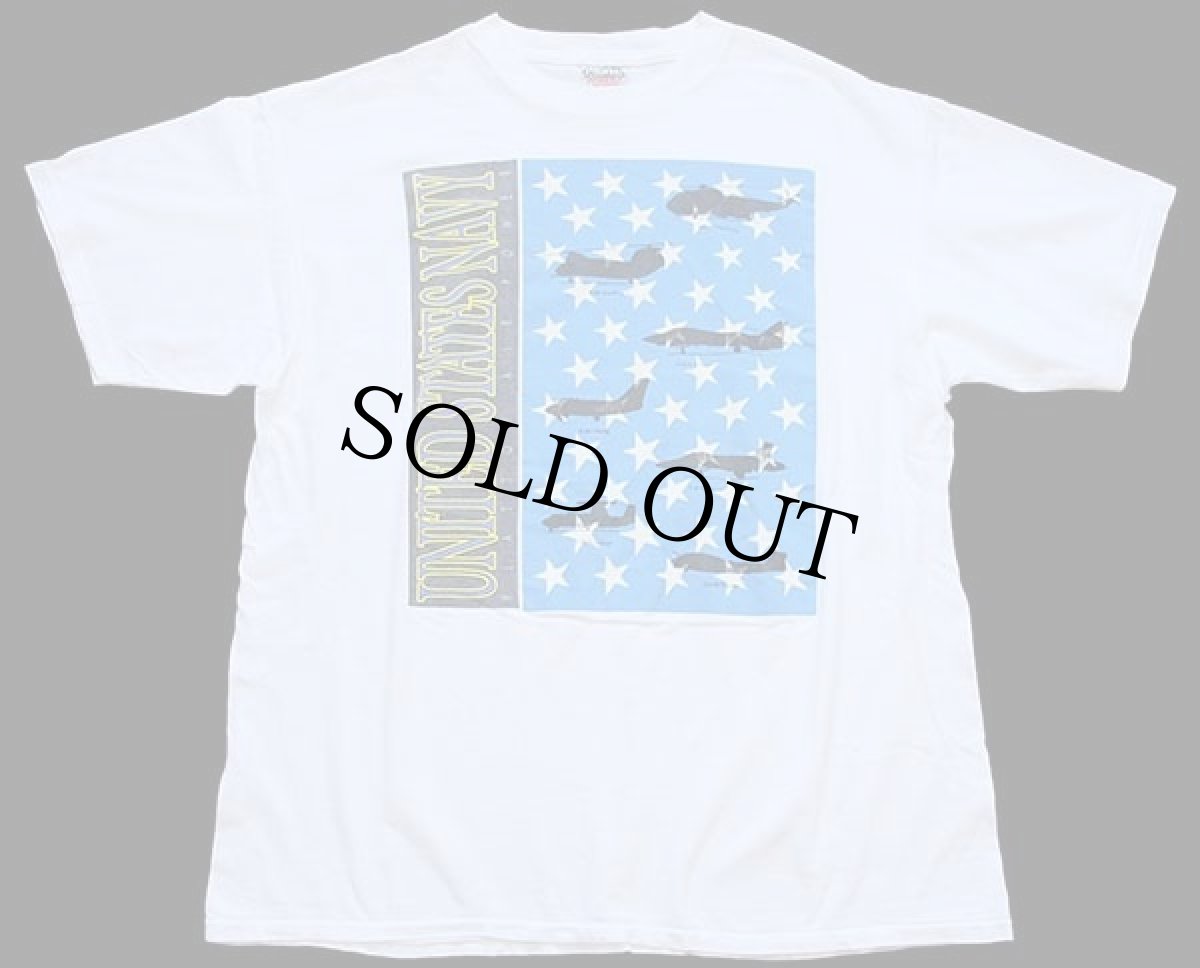 画像2: 90s USA製 UNITED STATES NAVY FLATTOP AIR POWER 戦闘機 ヘリコプター コットンTシャツ 白 XL (2)