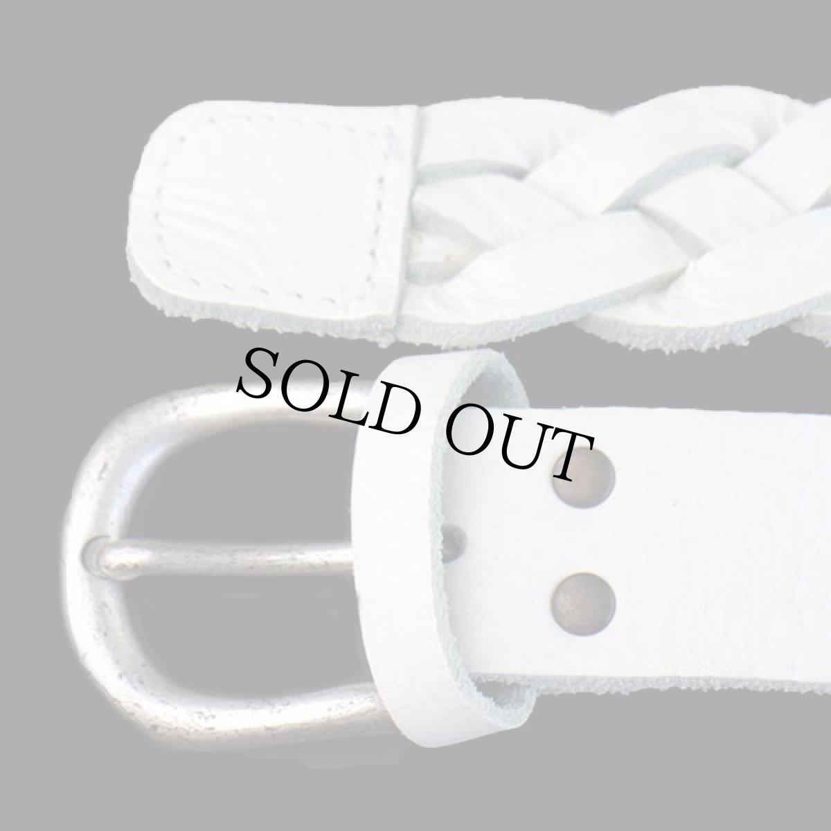 画像2: ドイツ製 UNKNOWN 編み込み レザーベルト 白 95★1469 (2)