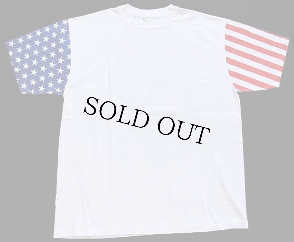画像3: 90s USA製 星条旗柄 切り替え コットンTシャツ 白 XL (3)