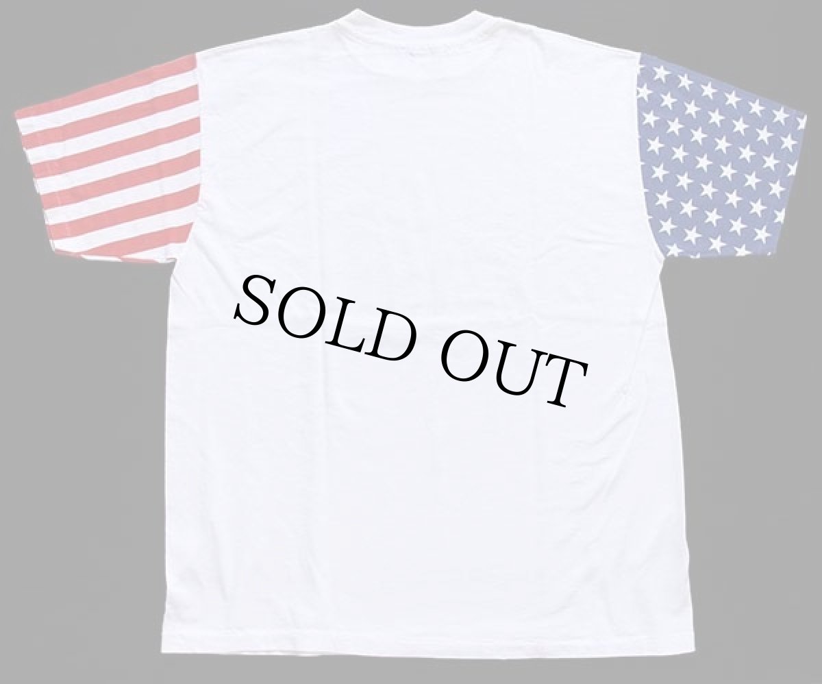 画像4: 90s USA製 星条旗柄 切り替え コットンTシャツ 白 XL (4)