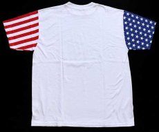 画像4: 90s USA製 星条旗柄 切り替え コットンTシャツ 白 XL (4)