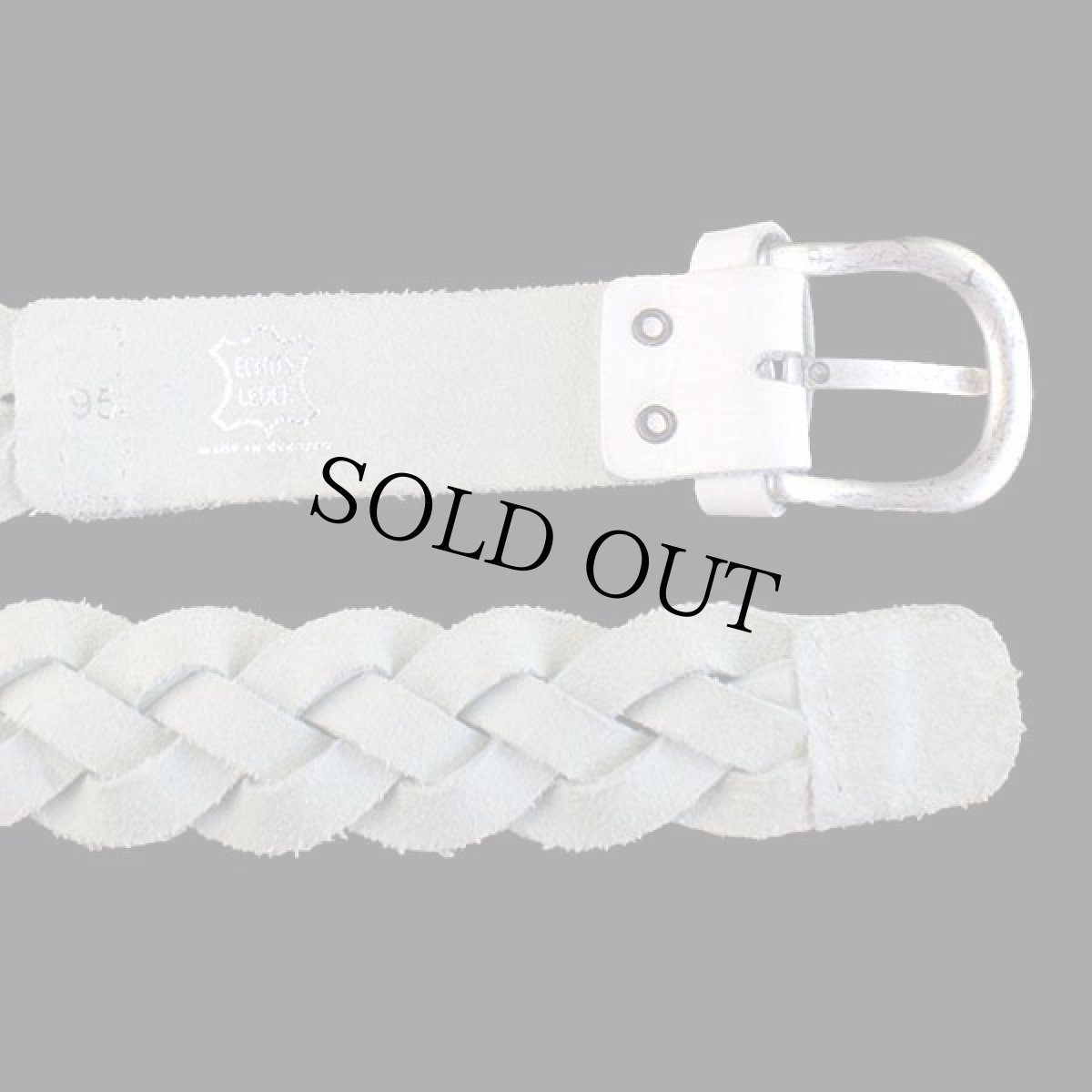 画像3: ドイツ製 UNKNOWN 編み込み レザーベルト 白 95★1469 (3)