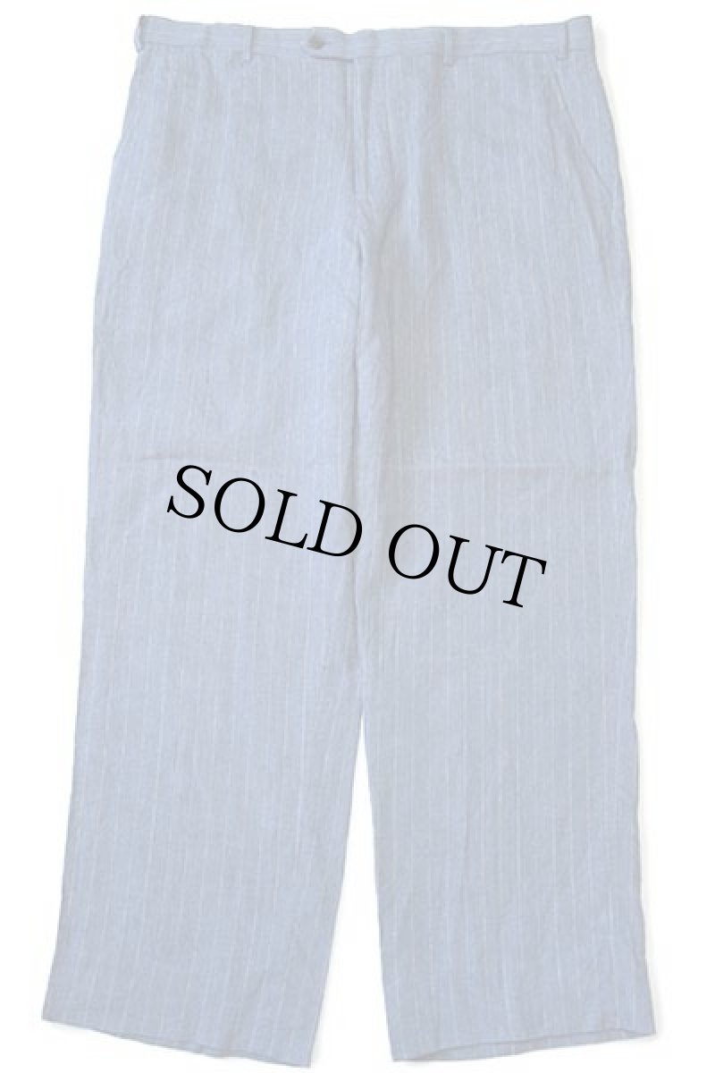 画像2: UNKNOWN ピンストライプ スラックス リネンパンツ w40 (2)