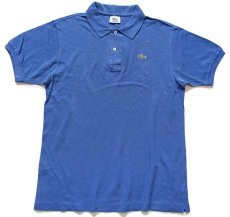 画像1: 70s フランス製 CHEMISE LACOSTE ラコステ ワンポイント コットン 鹿の子 ポロシャツ 青 4★112 (1)