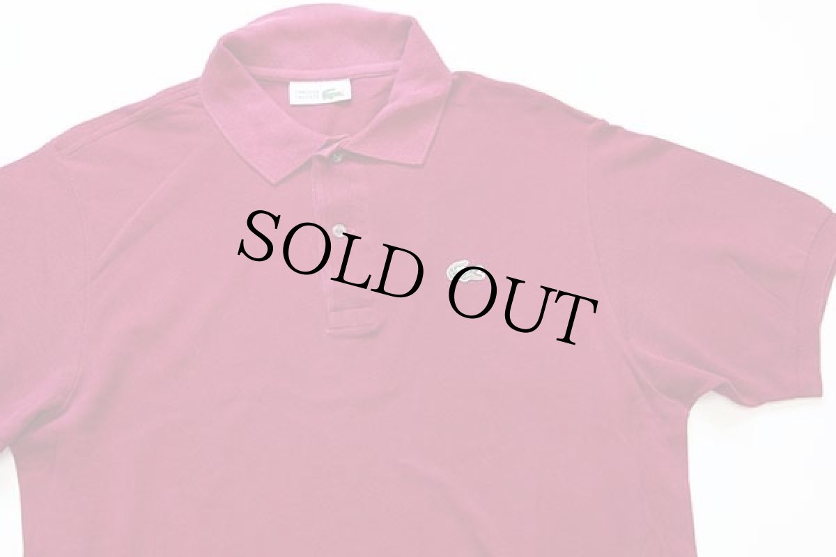 画像3: 70s フランス製 CHEMISE LACOSTE ラコステ ワンポイント コットン 鹿の子 ポロシャツ ワインレッド 5★113 (3)