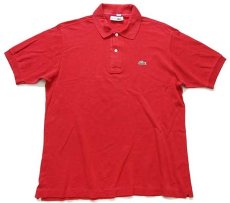 画像1: 70s フランス製 CHEMISE LACOSTE ラコステ ワンポイント コットン 鹿の子 ポロシャツ 赤 4★103 (1)