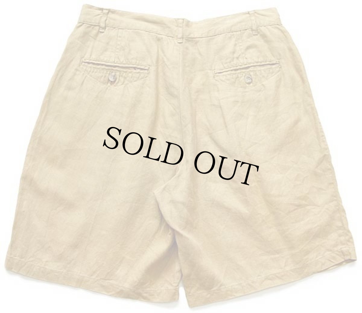 画像2: 90s GAPギャップ ツータック リネン ショートパンツ 黄土色 32★ショーツ (2)