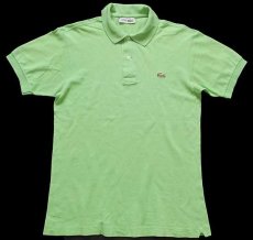 画像1: 70s フランス製 CHEMISE LACOSTE ラコステ ワンポイント コットン 鹿の子 ポロシャツ 黄緑 3★97 (1)