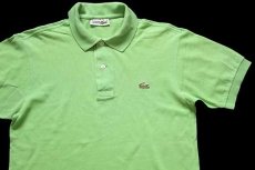 画像3: 70s フランス製 CHEMISE LACOSTE ラコステ ワンポイント コットン 鹿の子 ポロシャツ 黄緑 3★97 (3)