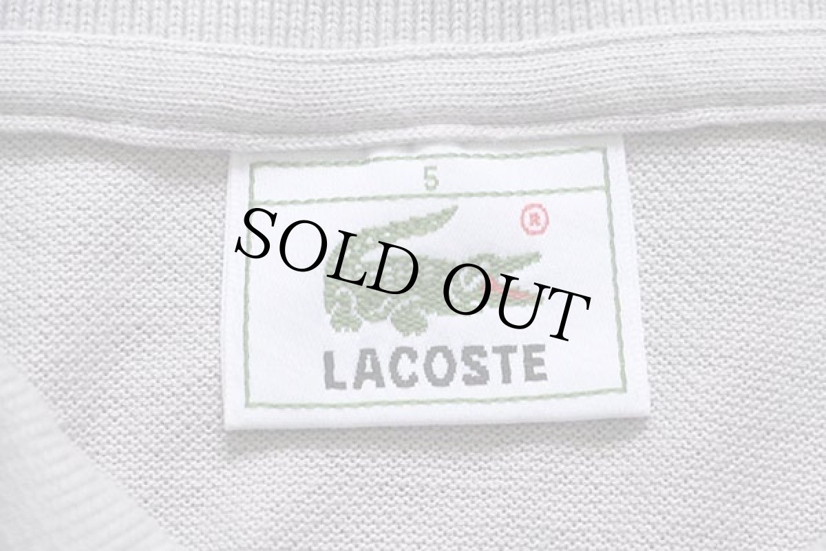 画像4: 80s LACOSTEラコステ ワンポイント コットン 鹿の子 ポロシャツ ライトグレー 5★104 (4)