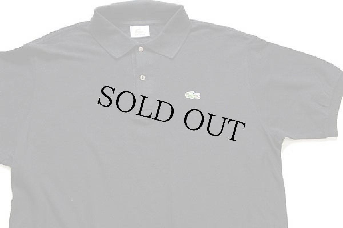 画像3: 80s LACOSTEラコステ ワンポイント コットン 鹿の子 ポロシャツ 黒 5★116 (3)