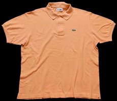 画像1: 70s フランス製 CHEMISE LACOSTE ラコステ ワンポイント コットン 鹿の子 ポロシャツ 薄オレンジ 6★101 (1)