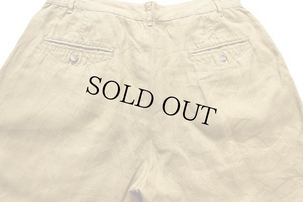 画像4: 90s GAPギャップ ツータック リネン ショートパンツ 黄土色 32★ショーツ (4)