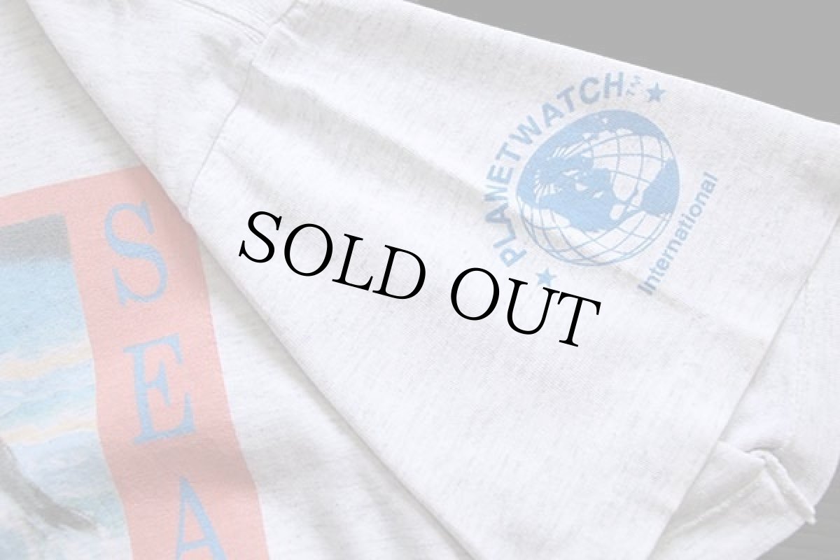 画像6: 90s USA製 SEAWATCH PROTECT OUR SEA LIFE イルカ 両面プリント アート Tシャツ 杢ライトグレー M (6)