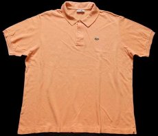 画像1: 70s フランス製 CHEMISE LACOSTE ラコステ ワンポイント コットン 鹿の子 ポロシャツ 薄オレンジ 8★106 特大  (1)