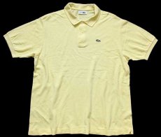 画像1: 70s フランス製 CHEMISE LACOSTE ラコステ ワンポイント コットン 鹿の子 ポロシャツ 薄黄 6★108 (1)