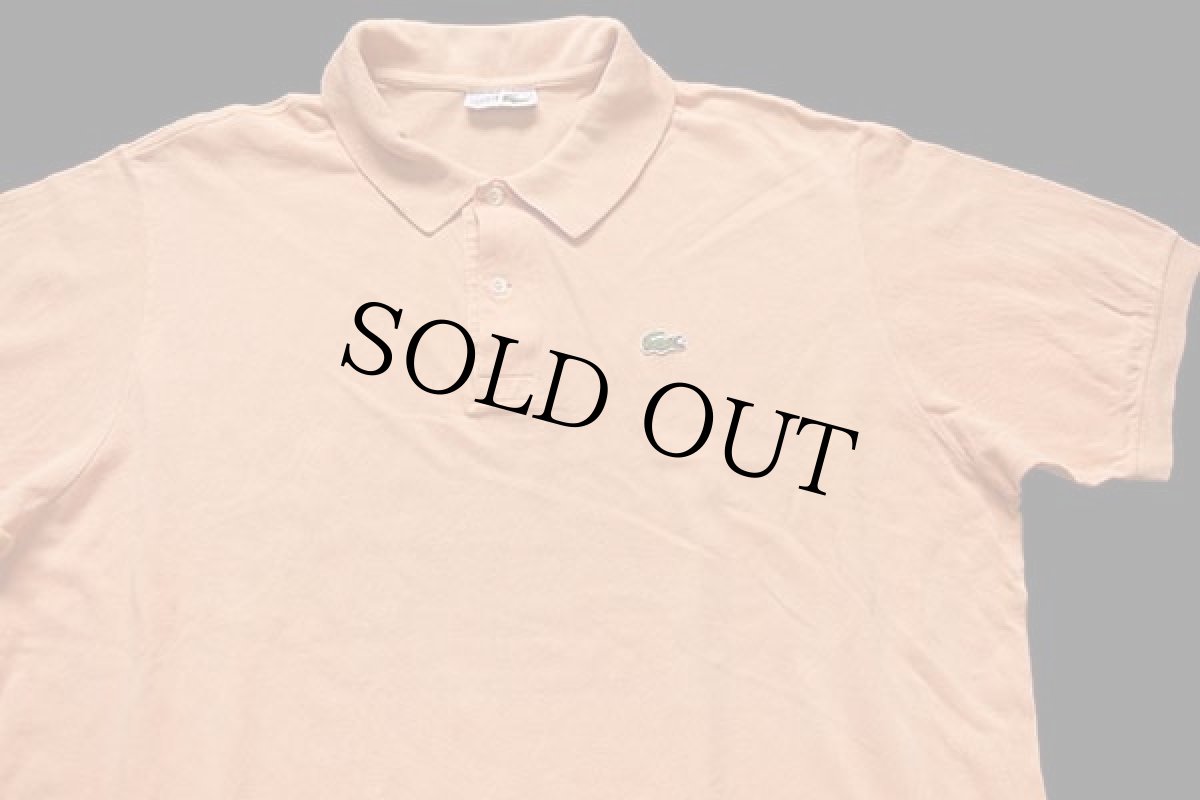 画像3: 70s フランス製 CHEMISE LACOSTE ラコステ ワンポイント コットン 鹿の子 ポロシャツ 薄オレンジ 8★106 特大  (3)