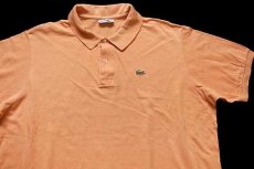 画像3: 70s フランス製 CHEMISE LACOSTE ラコステ ワンポイント コットン 鹿の子 ポロシャツ 薄オレンジ 8★106 特大  (3)